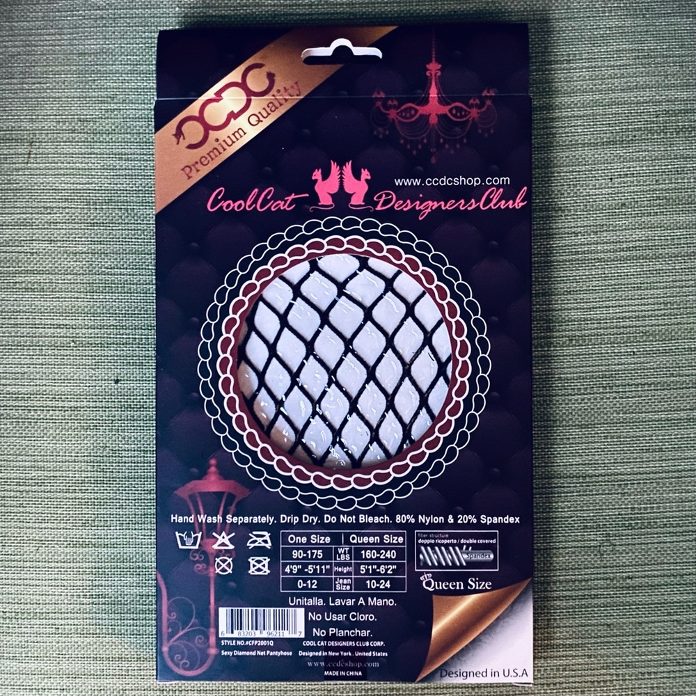 Fish Net Pantyhose, Black, QUEEN - Picture 2 of 3